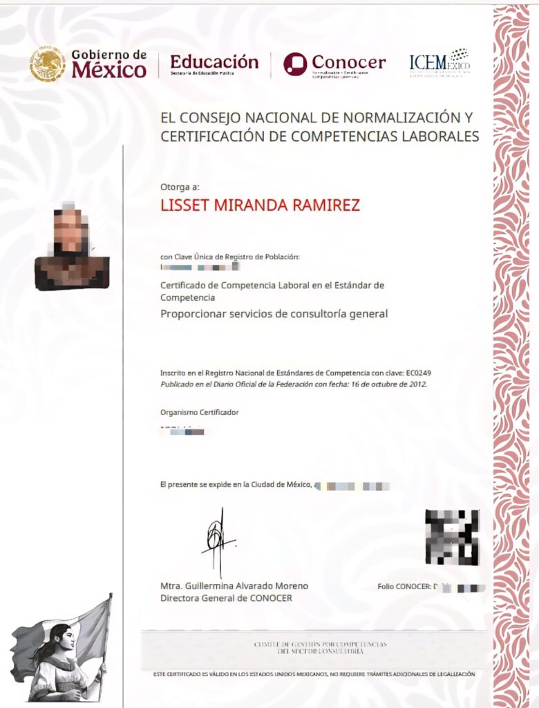 Certificación CONOCER EC0249